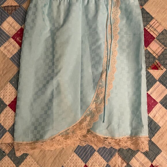 Vintage 70s Givenchy Intimates Chemise Peignoir Nightgown Angel Sleeve Robe Lace - Picture 11 of 16